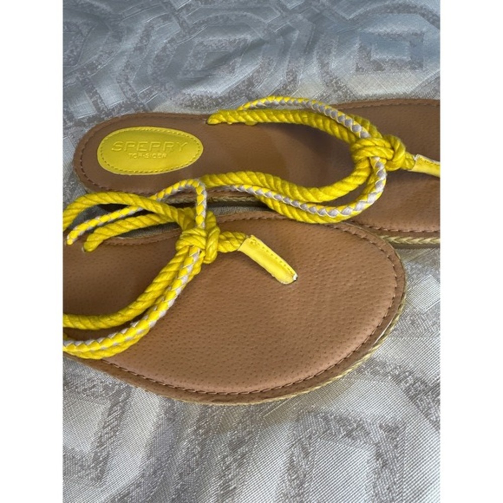 Sperry Top-Sider Womens Anchor City Yellow Rope Espadrille Flip Flop Sandals 7M - Picture 3 of 4